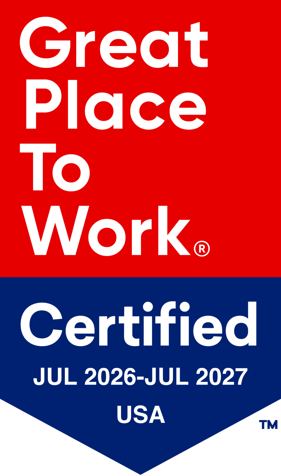 Great Place to Work certification logo for 2026-2027.